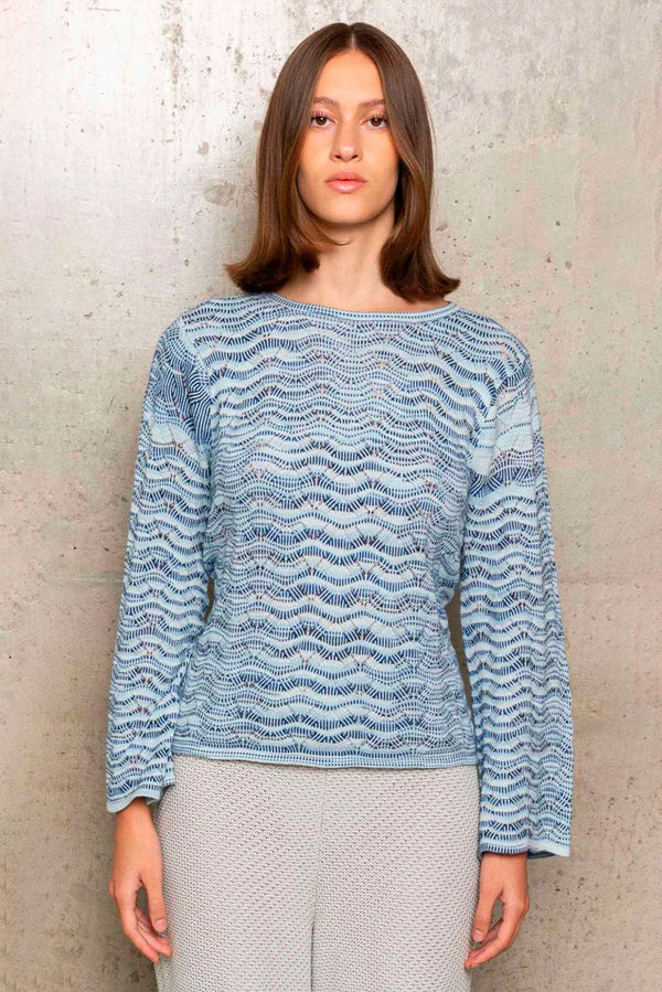 Deco Cotton Sweater — blue alpaca by Kero