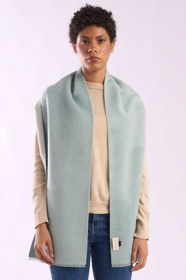 Double-Sided Baby Alpaca Suri Scarf — Aquamarine — aquamarine baby alpaca by Alpaca Collections