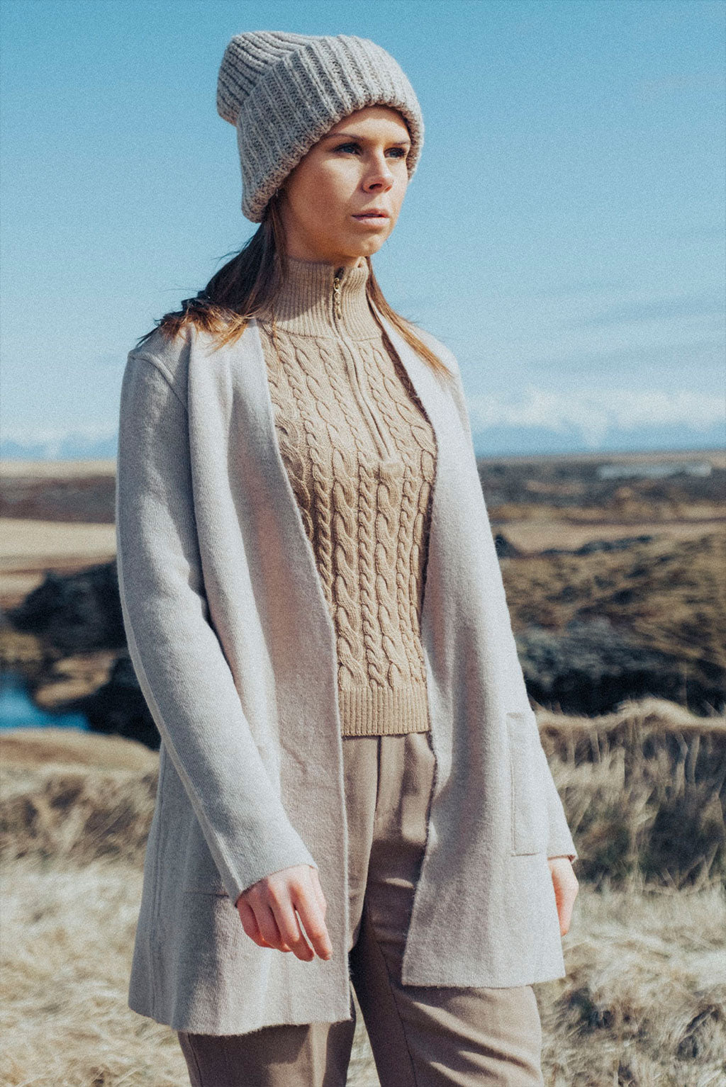 Double Faced Swing Baby Alpaca Cardigan