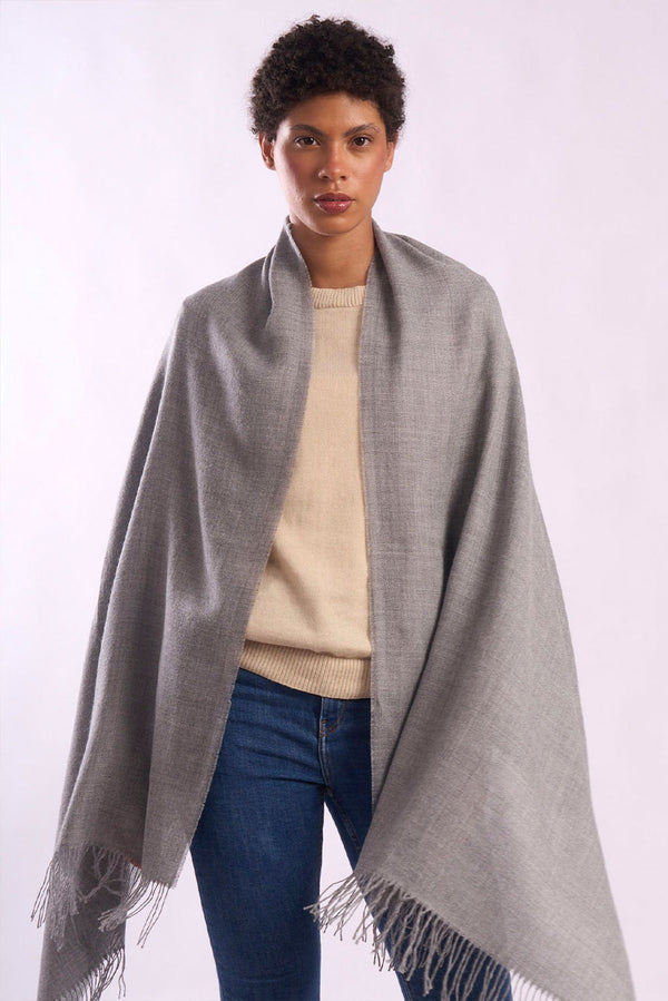 Eco Classic Baby Alpaca Wrap/Scarf — Light Grey — light grey baby alpaca by Alpaca Collections