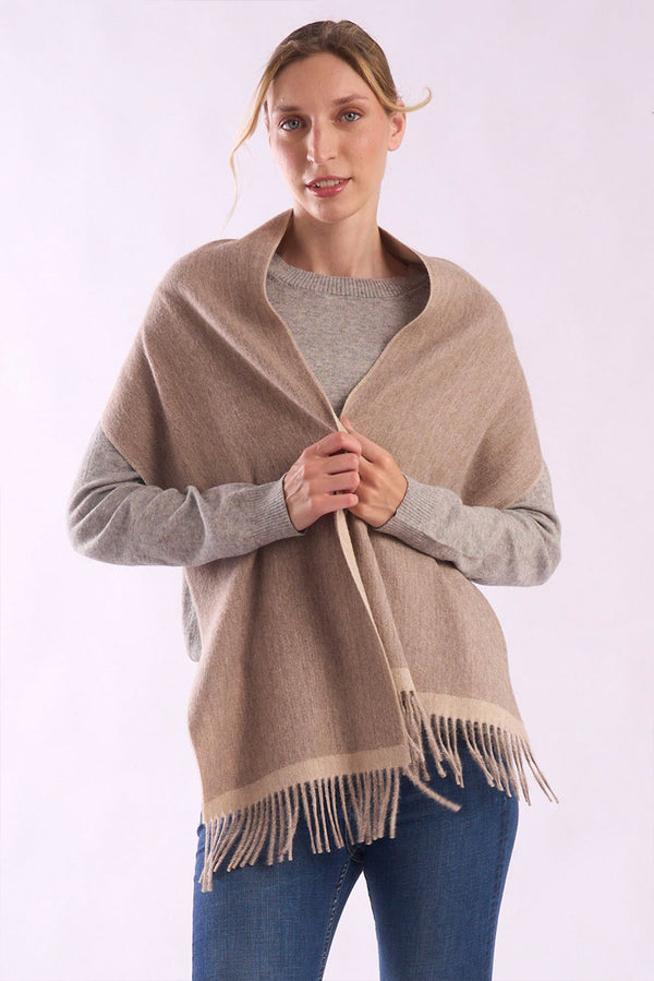Eco Double Face Baby Alpaca Scarf — Cinamon / Beige — cinamon / beige baby alpaca by Alpaca Collections