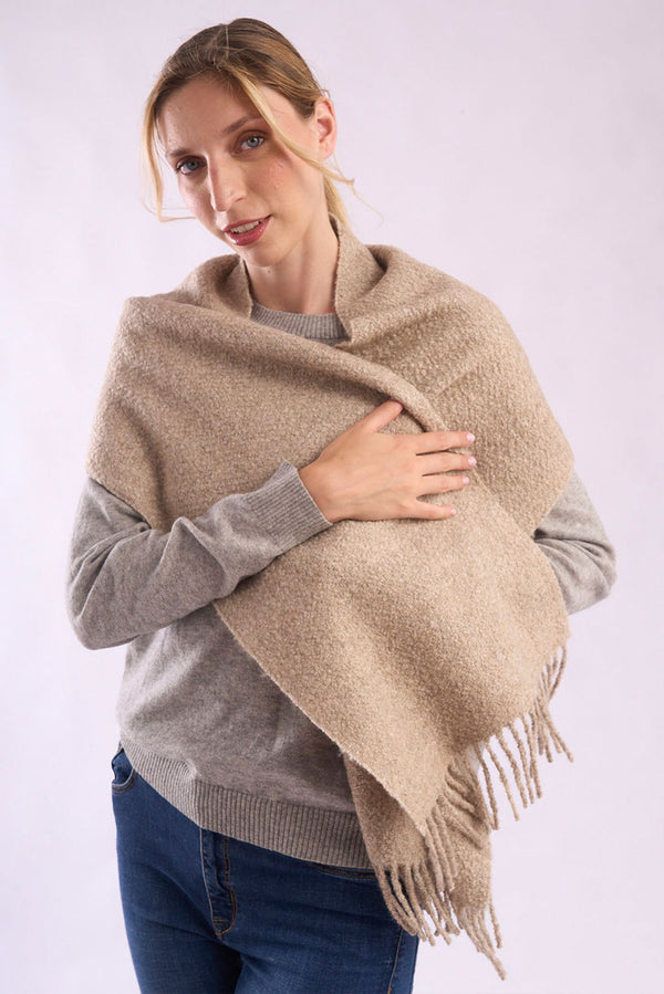 Eco Boucle Baby Alpaca & Silk Scarf — Brown Sugar — brown sugar baby alpaca by Alpaca Collections