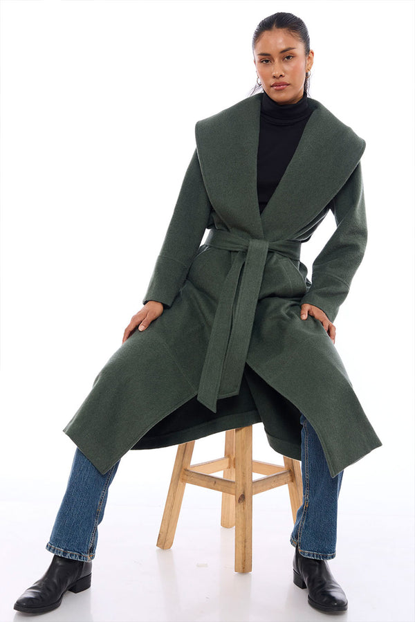 Elena Alpaca Coat — Dark Green — dark green baby alpaca by Alpaca Collections