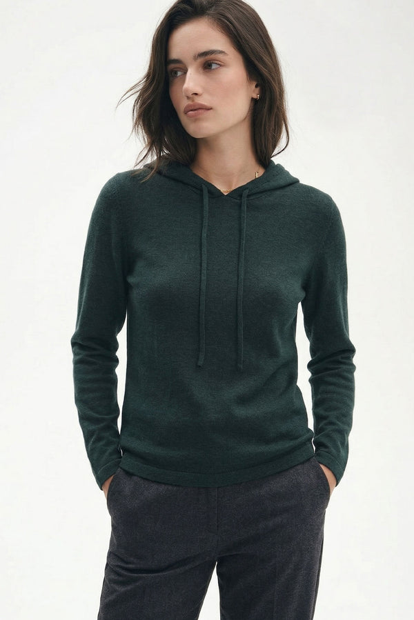 Women's Essential Baby Alpaca Hoodie — Forest Green — forest green baby alpaca by Alpaca Collections