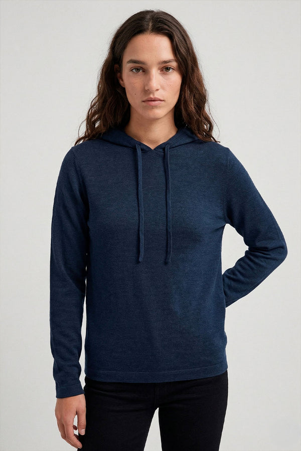 Women's Essential Baby Alpaca Hoodie — Navy — navy baby alpaca by Alpaca Collections