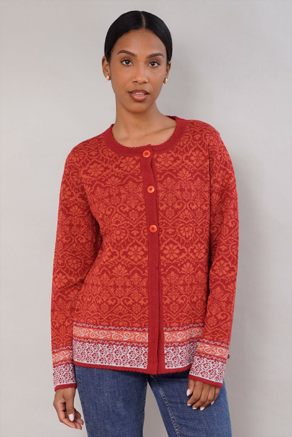 Flowers Alpaca Cardigan