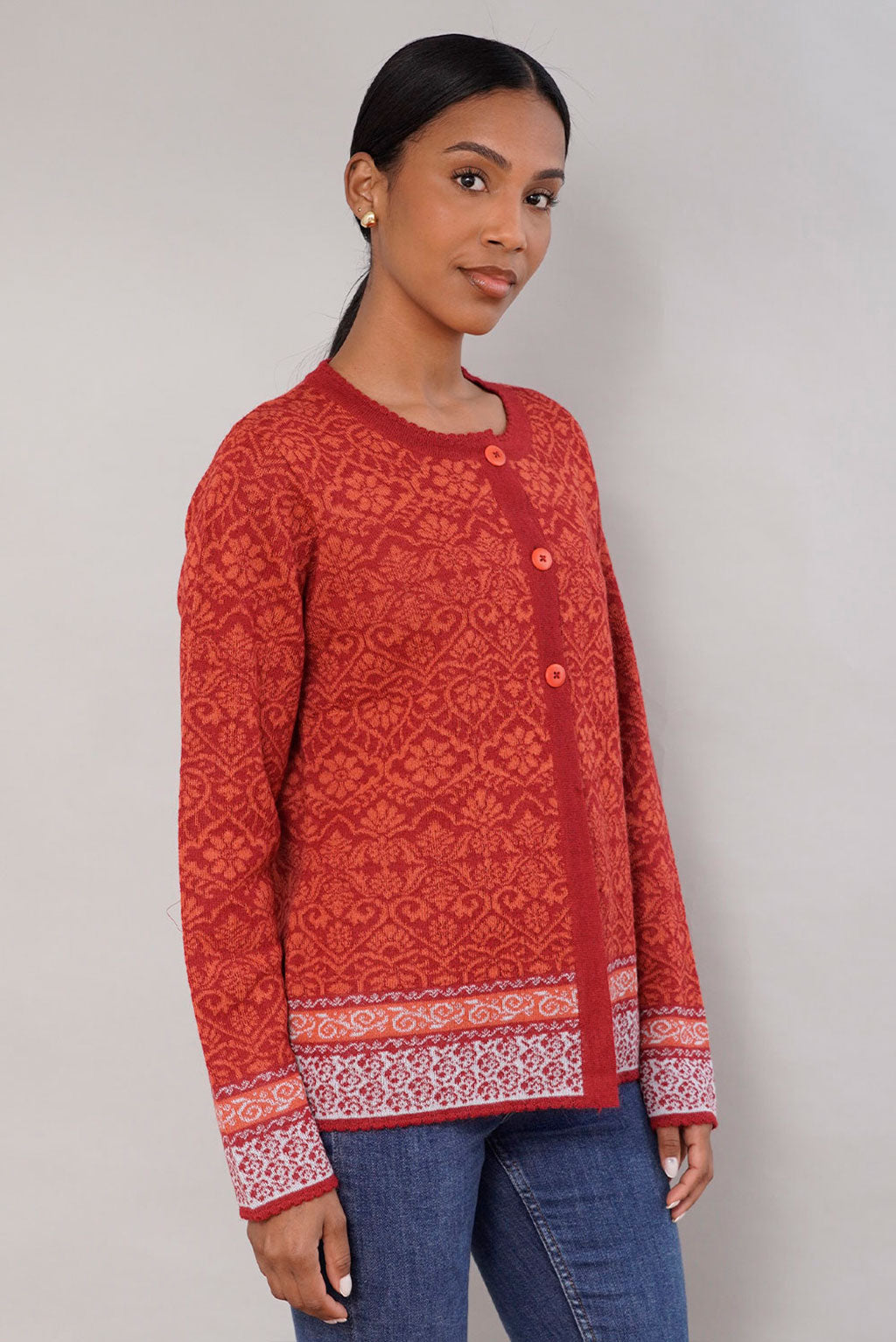 Flowers Alpaca Cardigan