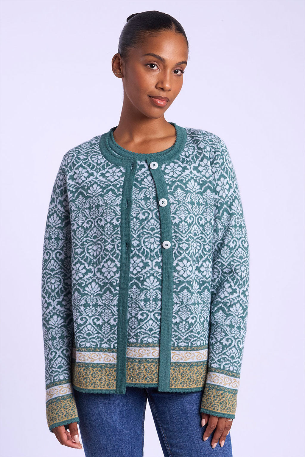 Flowers Alpaca Cardigan