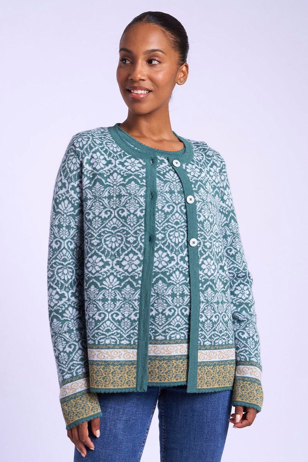 Flowers Alpaca Cardigan