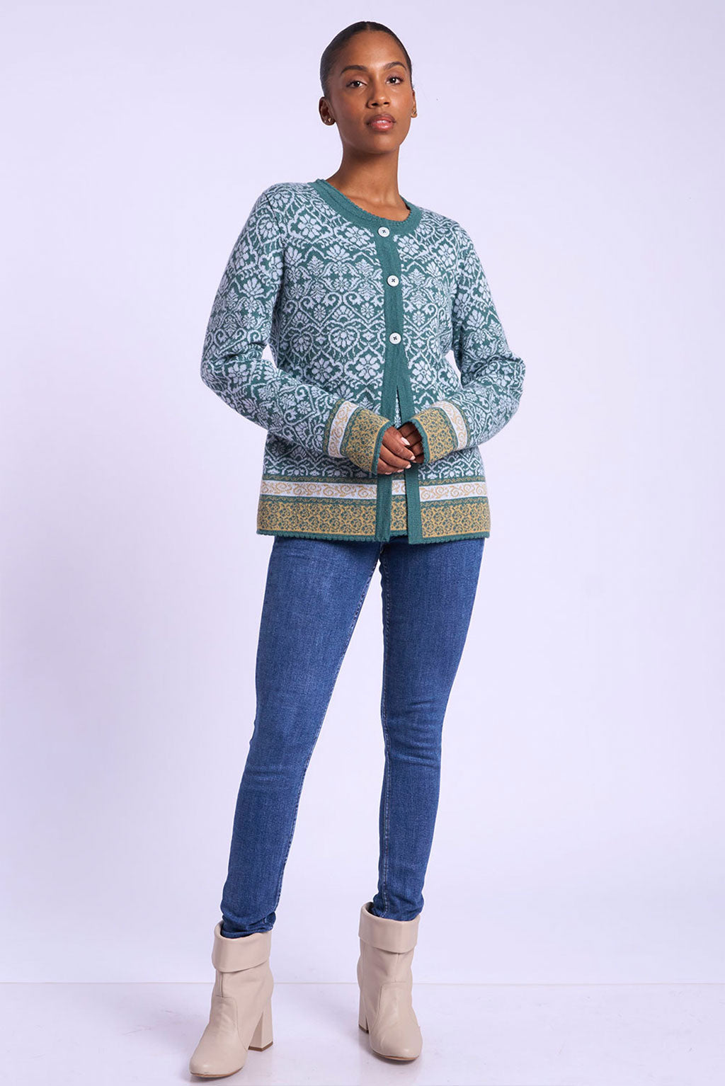 Flowers Alpaca Cardigan