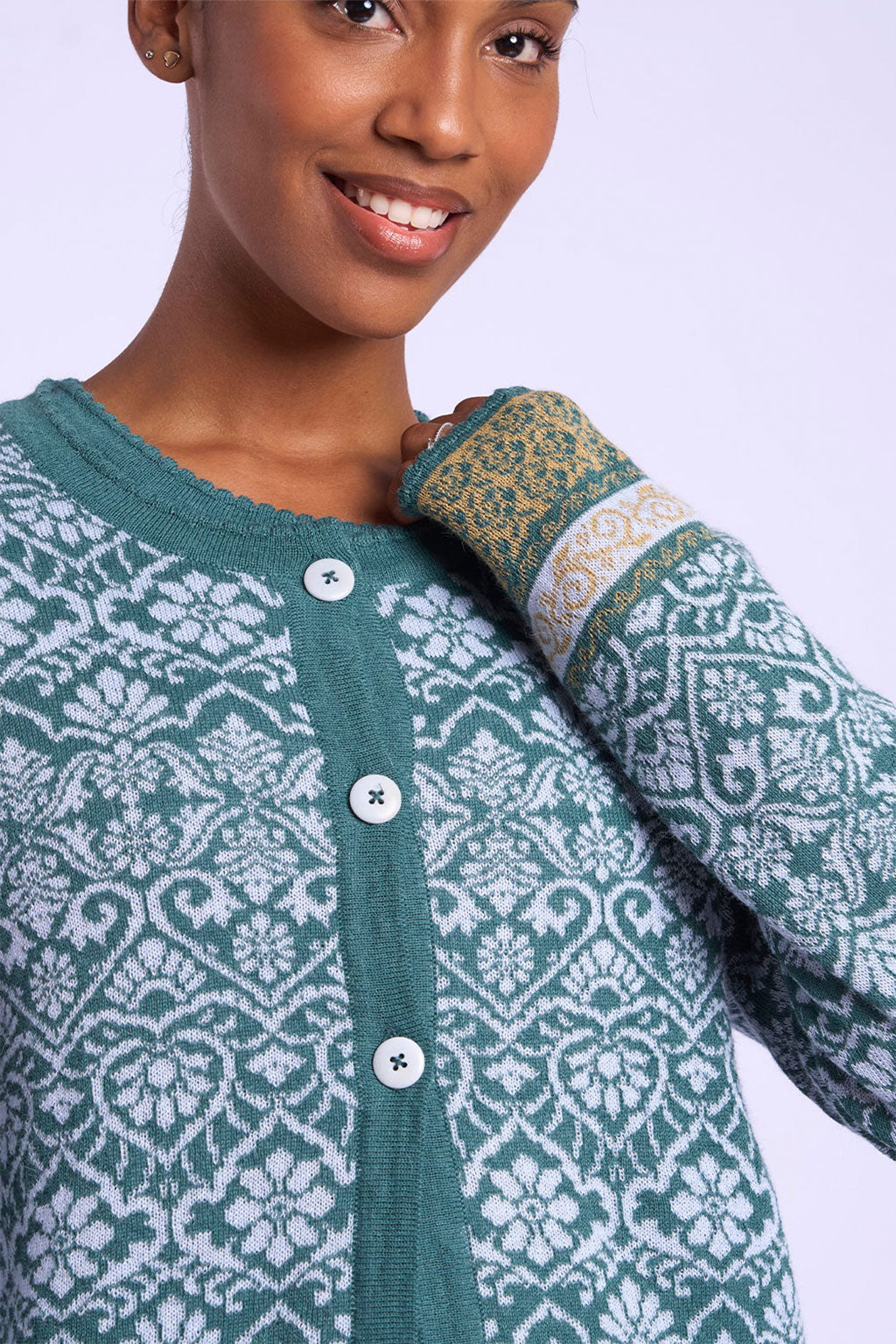 Flowers Alpaca Cardigan