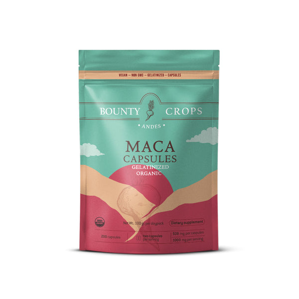 Organic Maca Root Capsules, Gelatinized, 200 units - 500mg. per capsule ($0.11 x capsule) — 500mg. per capsule ($0.11 x capsule) alpaca by Bounty Crops