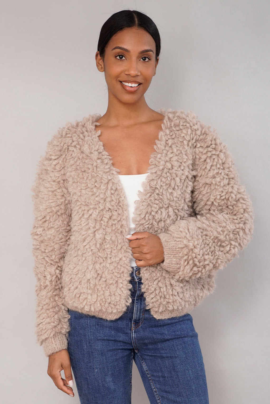 Furry Handknit Alpaca Cardigan