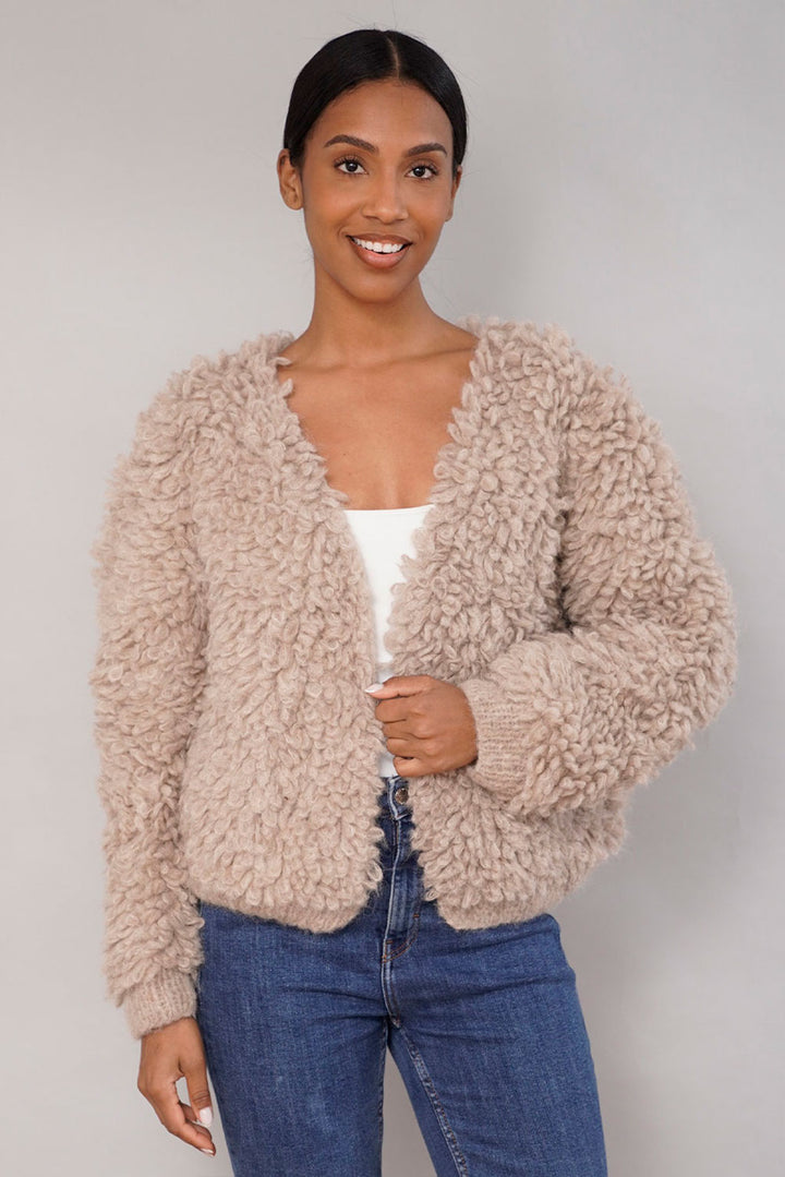 Furry Handknit Alpaca Cardigan