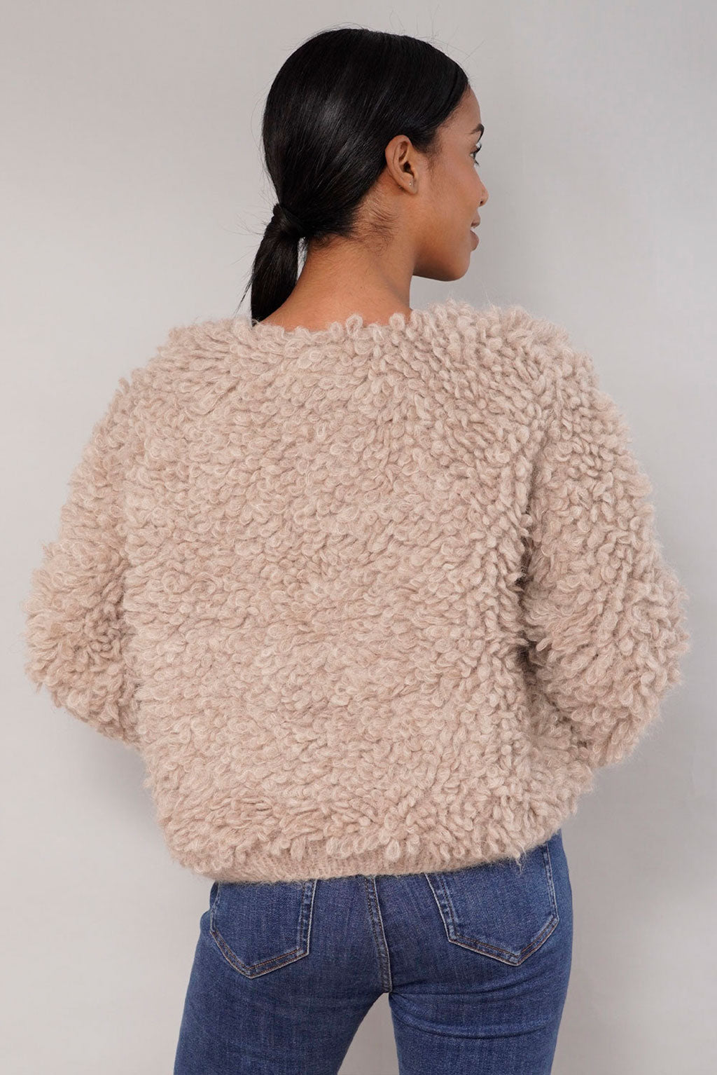 Furry Handknit Alpaca Cardigan