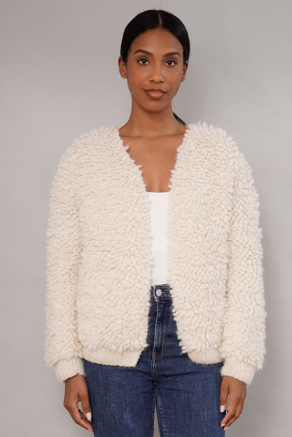 Furry Handknit Alpaca Cardigan