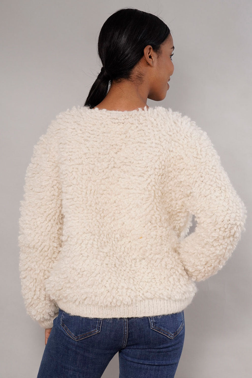 Furry Handknit Alpaca Cardigan