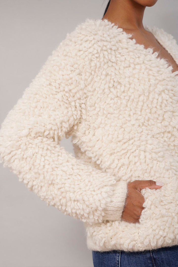 Furry Handknit Alpaca Cardigan