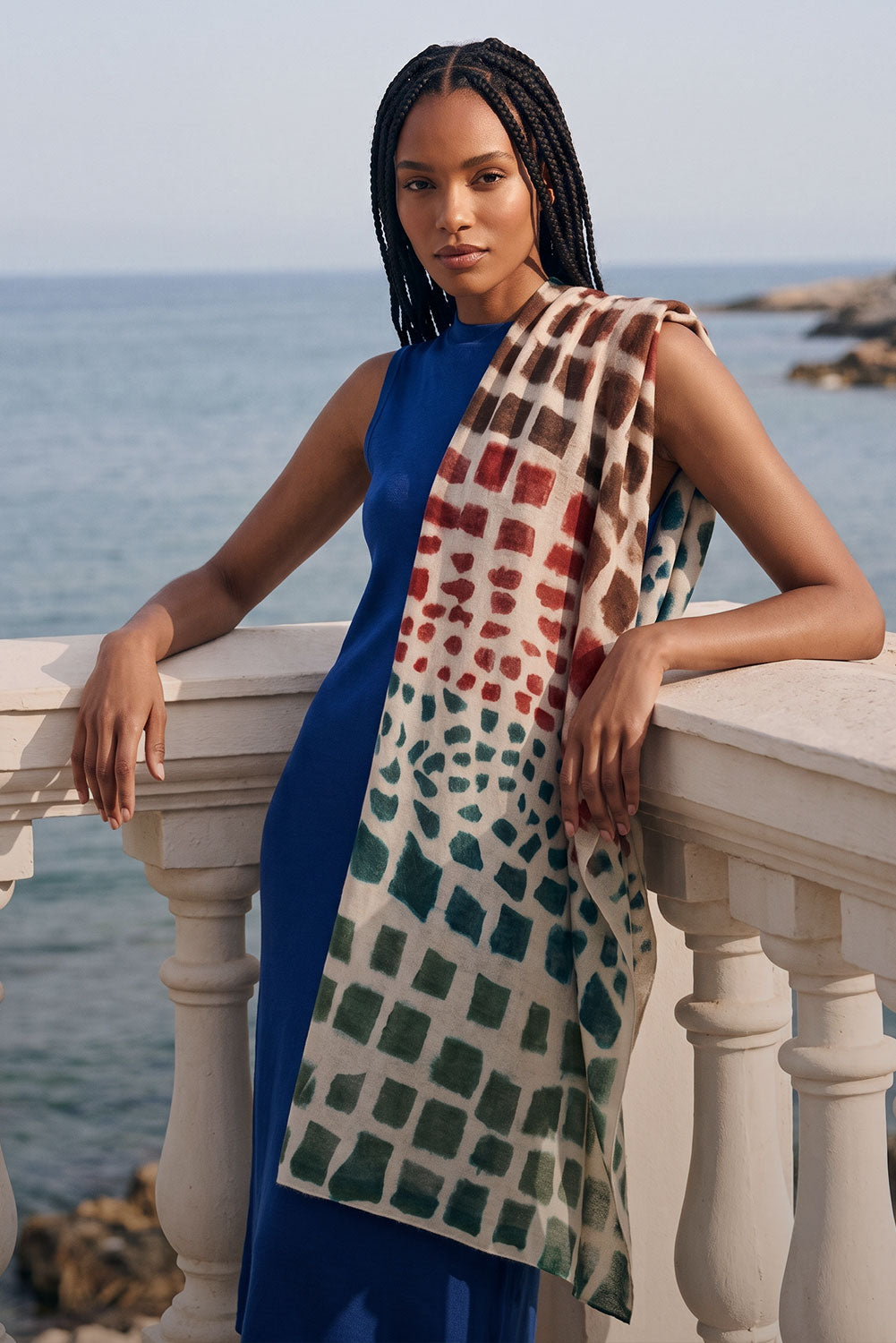 Abstract Geometric Baby Alpaca & Silk Wrap/Scarf