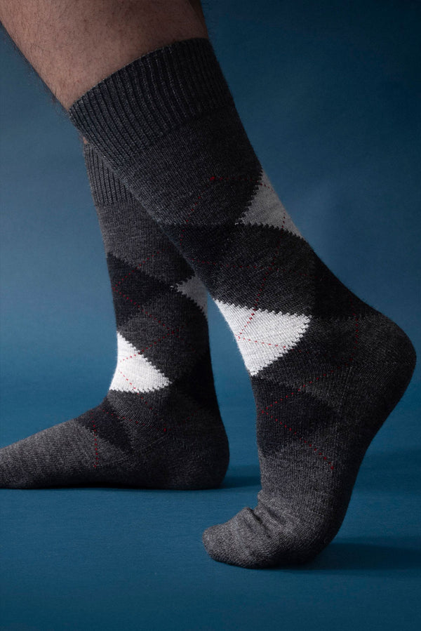 Argyle Baby Alpaca Socks — Grey — grey baby alpaca by Alpaca Collections