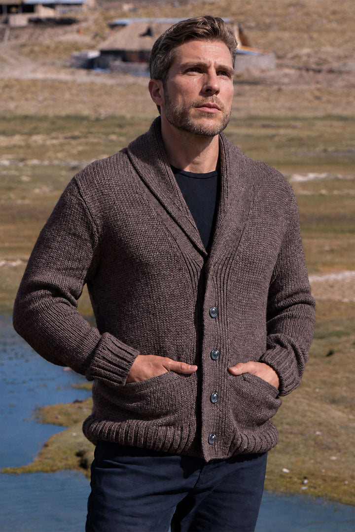 Men's Shawl Collar Alpaca Cardigan