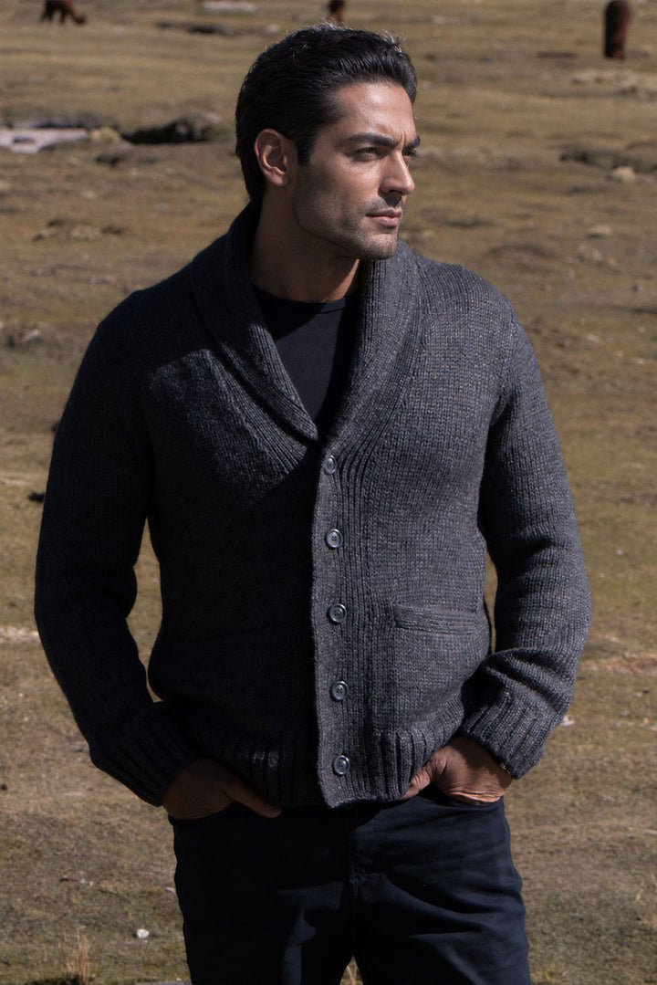 Men's Shawl Collar Alpaca Cardigan