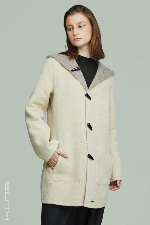 Alaia Reversible Baby Alpaca Coat — Beige — beige baby alpaca by Kuna