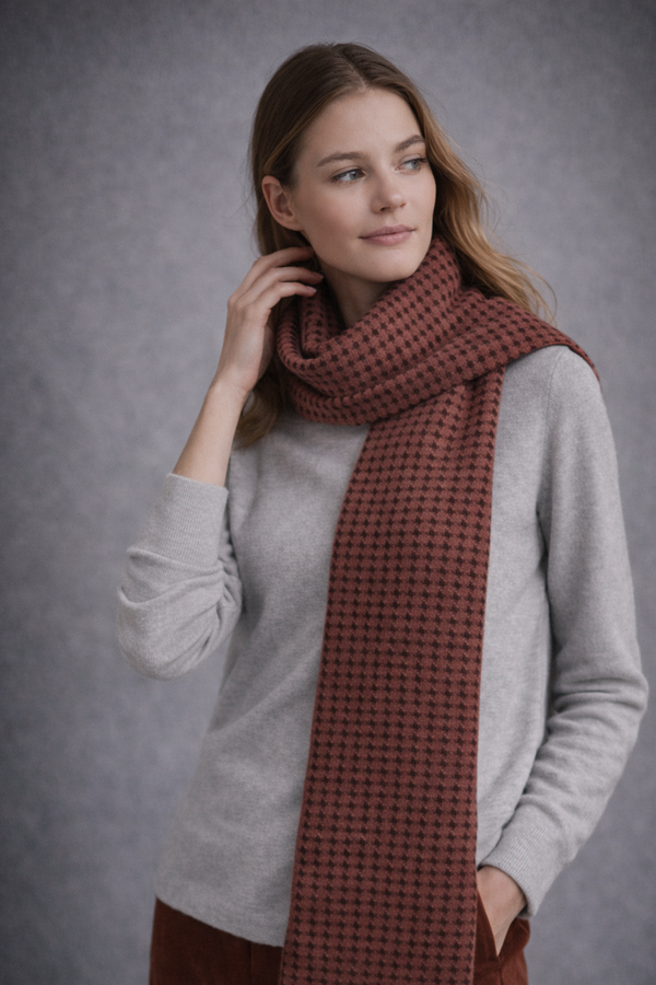HD Baby Alpaca Scarf — Melon And Grey — melon and grey baby alpaca by Anntarah