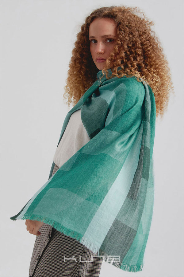 Caoba Baby Alpaca & Silk Wrap/Scarf — green baby alpaca by Alpaca Collections