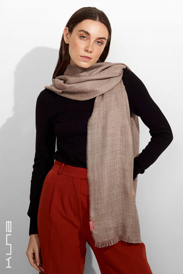 Teaberry Baby Alpaca & Silk Wrap/Scarf — brown baby alpaca by Kuna