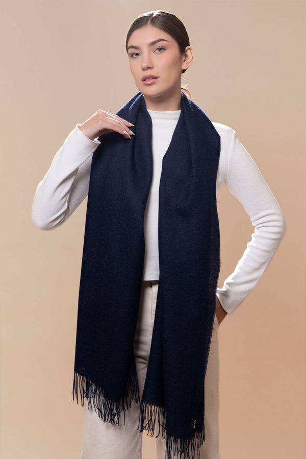 Unicolor Classic Baby Alpaca Wrap/Scarf — Navy — navy baby alpaca by Alpaca Collections