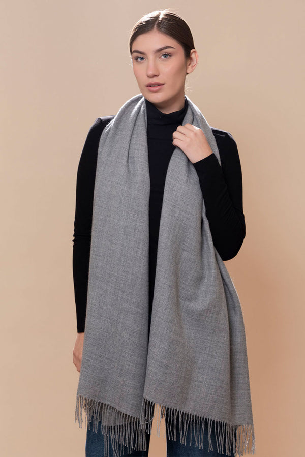 Unicolor Classic Baby Alpaca Wrap/Scarf — Grey — grey baby alpaca by Alpaca Collections
