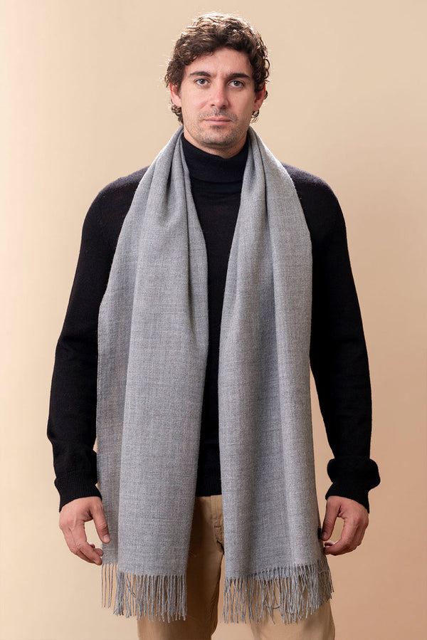 Eco Classic Baby Alpaca Shawl — Grey — grey baby alpaca by Alpaca Collections