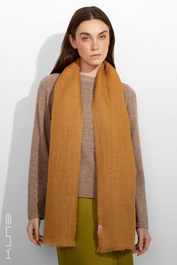 Amareto Baby Alpaca Wrap/Scarf — Senape — senape baby alpaca by Kuna