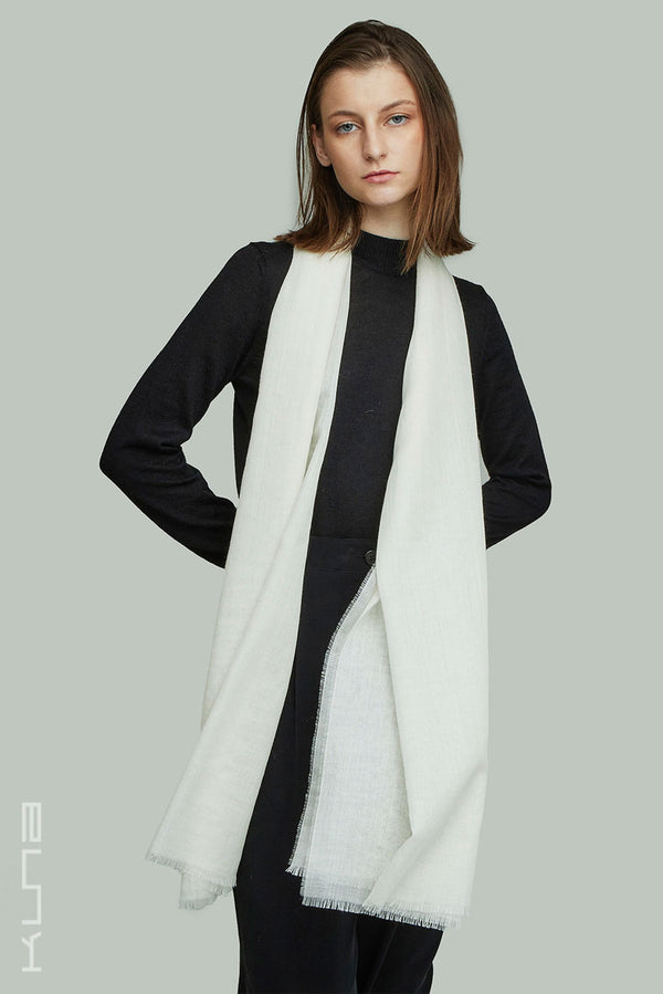 Alondra Baby Alpaca Wrap/Scarf — Ecru — ecru baby alpaca by Kuna