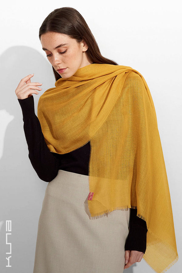 Alondra Baby Alpaca Wrap/Scarf — Yellow — yellow baby alpaca by Kuna