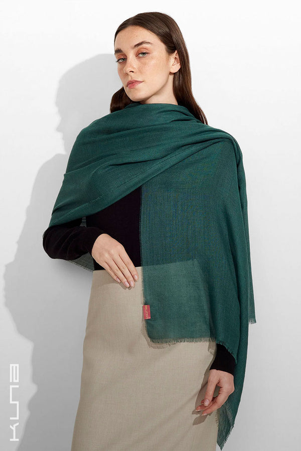 Alondra Baby Alpaca Wrap/Scarf — Dark Green — dark green baby alpaca by Kuna