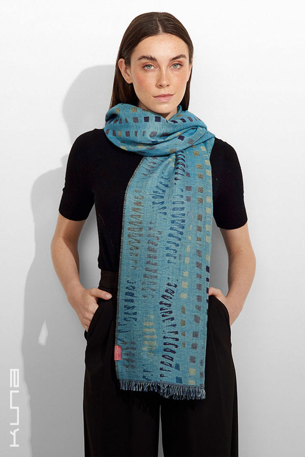 Zane Baby Alpaca & Silk Wrap/Scarf — Turquesa — turquoise baby alpaca by Kuna