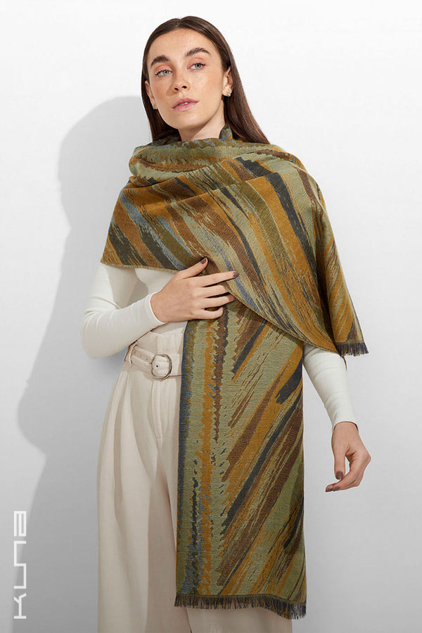 Zidny Baby Alpaca & Silk Wrap/Scarf — Amarillo — yellow baby alpaca by Kuna