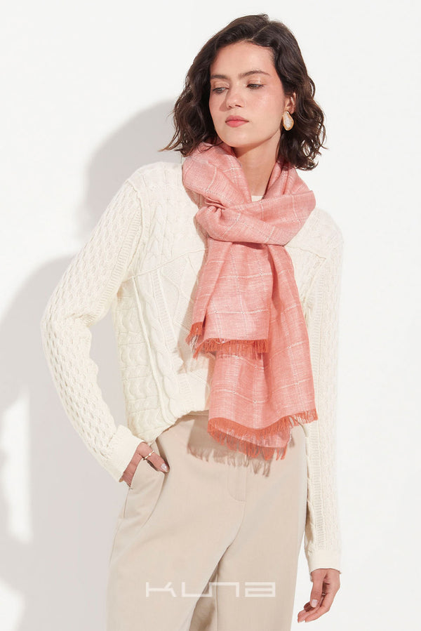 Zoda Baby Alpaca & Silk Wrap/Scarf — orange baby alpaca by Kuna