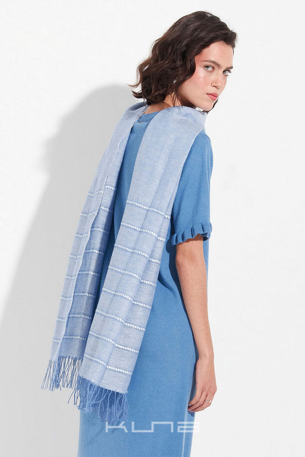 Zabila Baby Alpaca & Silk Wrap/Scarf — sky blue baby alpaca by Kuna
