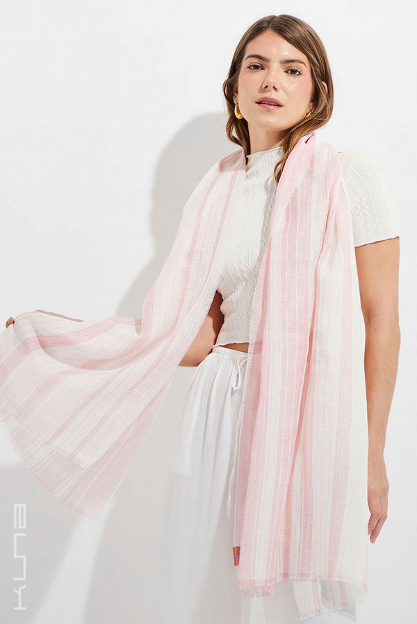 Yoga Linen & Baby Alpaca Wrap/Scarf — Rosado — pink baby alpaca by Kuna