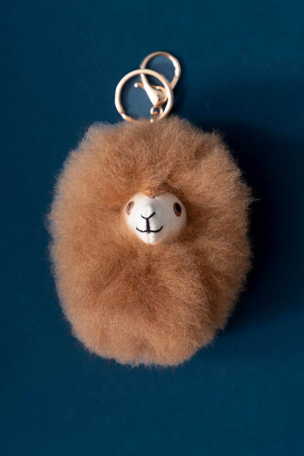Fluffy Alpaca Fur Keychain — Camel — camel alpaca by Alpaca Collections