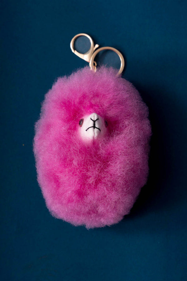 Fluffy Alpaca Fur Keychain — Pink — pink alpaca by Alpaca Collections