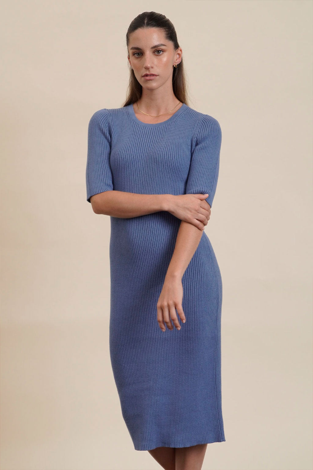 Kris Pima Cotton Dress Steel Blue / S/M Kris Pima Cotton Dress Steel Blue / S/M