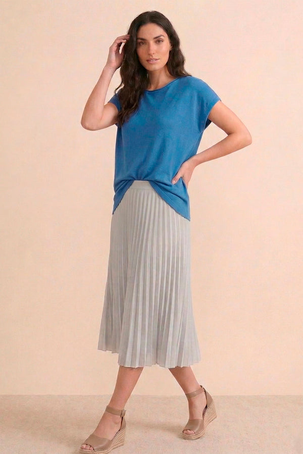 Short Sleeve Organic Cotton Top — Blue — blue alpaca by Anntarah