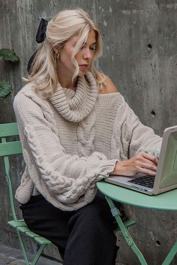 Lani Cotton Sweater — Beige — beige alpaca by Alpaca Collections