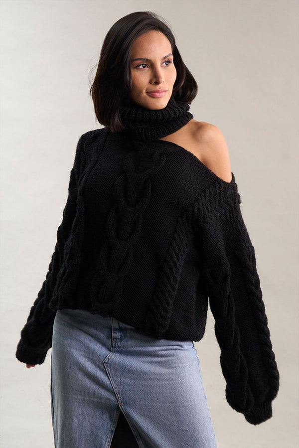 Lani Cotton Sweater — Black — black alpaca by Alpaca Collections