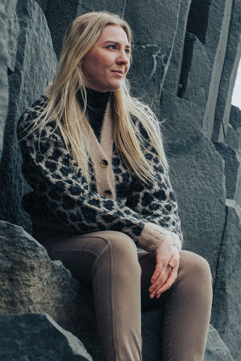 Leopard Print Short Alpaca Cardigan