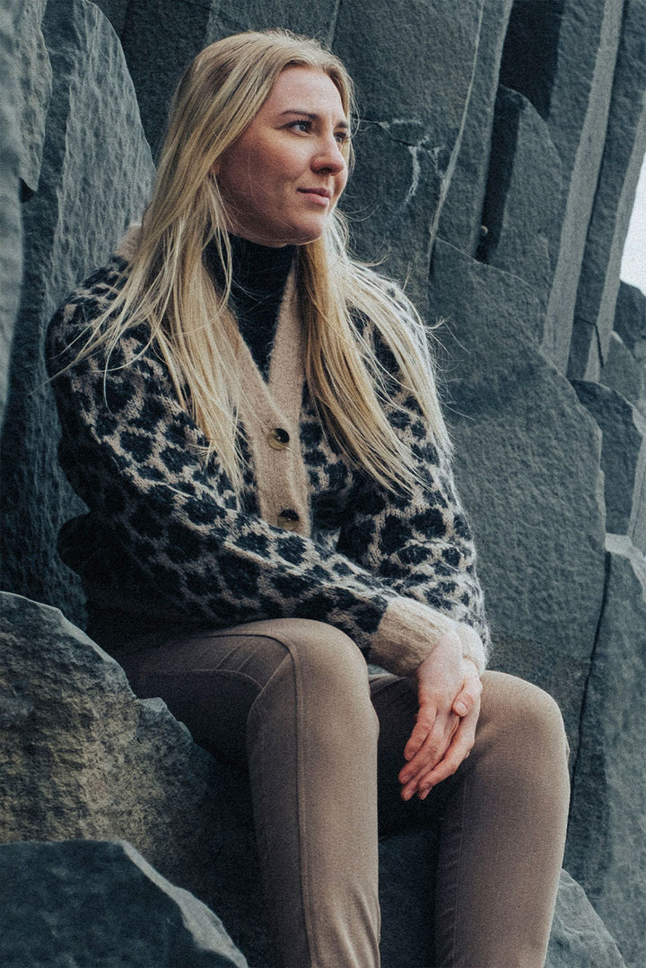 Leopard Print Short Alpaca Cardigan